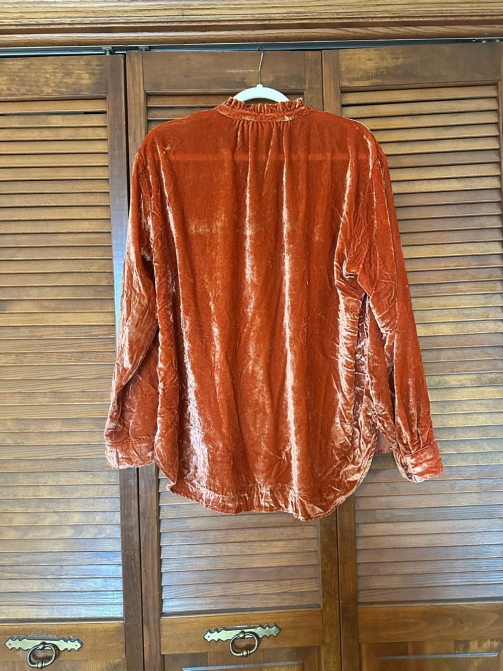 Anthropologie velvet Kristianne burnt orange button top size medium - Picture 9 of 11